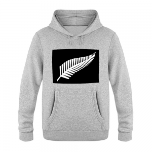 Homesick Kiwi Hoodie with pouch pocket Black and White Silver Fern