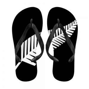 Jandals for Kids Black and White Silver Fern Flip Flops